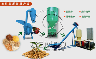 該圖是草莓视频官网550型玉米秸稈顆粒機以及配套(tào)設備加(jiā)工(gōng)顆粒飼料工藝流程
